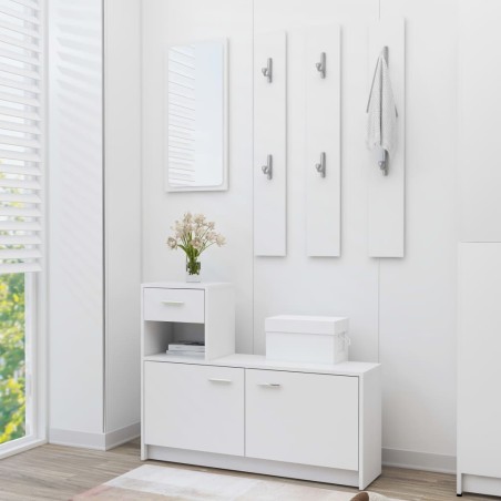 vidaXL Mueble de entrada madera contrachapada blanco 100x25x76,5 cm