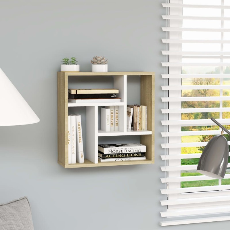 vidaXL Estantería de pared contrachapada blanco roble 45,1x16x45,1 cm vidaXL Estantería de pared contrachapada blanco roble 45,1x16x45,1 cm