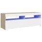 vidaXL Mueble de TV con luces LED blanco y roble Sonoma 120x35x40 cm