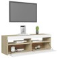 vidaXL Mueble de TV con luces LED blanco y roble Sonoma 120x35x40 cm