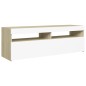 vidaXL Mueble de TV con luces LED blanco y roble Sonoma 120x35x40 cm
