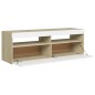 vidaXL Mueble de TV con luces LED blanco y roble Sonoma 120x35x40 cm