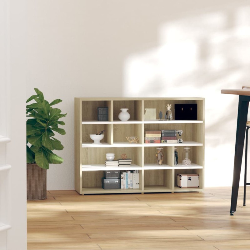 vidaXL Armario auxiliar madera contrachapada blanco roble 97x32x72 cm vidaXL Armario auxiliar madera contrachapada blanco roble 97x32x72 cm
