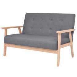vidaXL Juego de sofás de tela de 2 piezas color gris oscuro