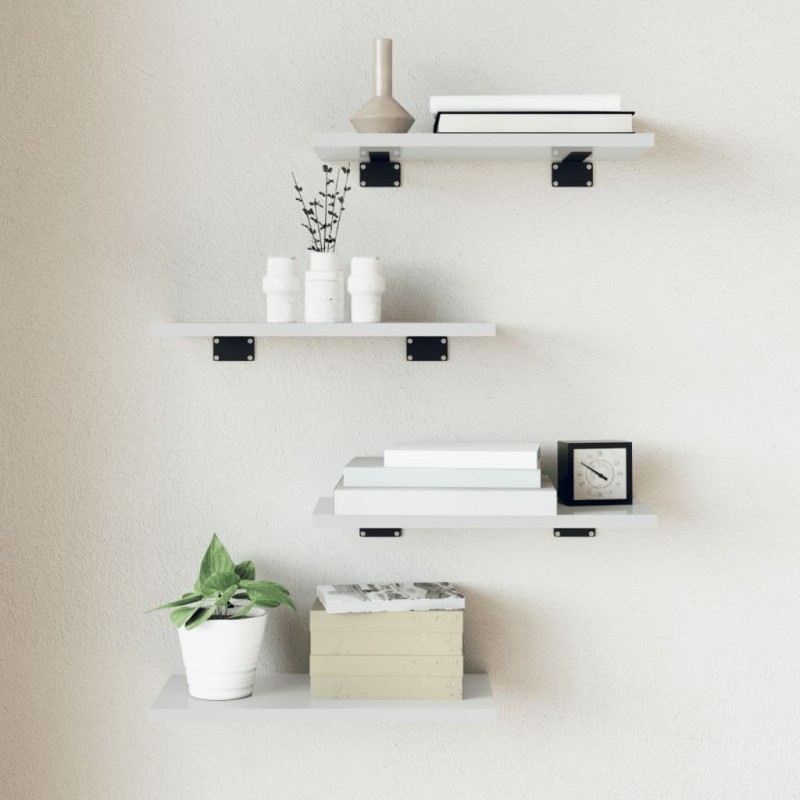 vidaXL Estante estantería 4uds contrachapada blanco brillo 40x20x1,5cm vidaXL Estante estantería 4uds contrachapada blanco brillo 40x20x1,5cm