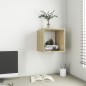 vidaXL Armario de pared madera contrachapada blanco y roble 37x37x37cm vidaXL Armario de pared madera contrachapada blanco y roble 37x37x37cm