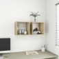 vidaXL Armario de pared madera contrachapada blanco y roble 37x37x37cm vidaXL Armario de pared madera contrachapada blanco y roble 37x37x37cm