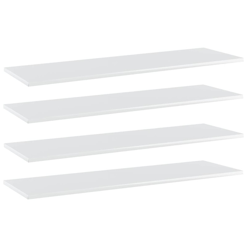 vidaXL Estante para estantería 4 uds madera blanco brillo 100x30x1,5cm vidaXL Estante para estantería 4 uds madera blanco brillo 100x30x1,5cm