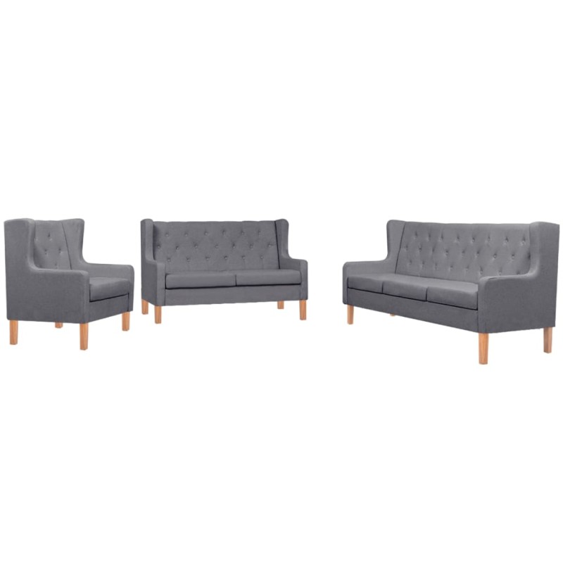 vidaXL Conjunto de sofás 3 piezas tela gris vidaXL Conjunto de sofás 3 piezas tela gris