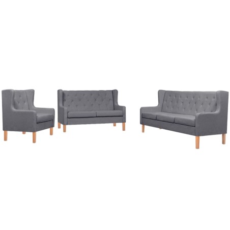 vidaXL Conjunto de sofás 3 piezas tela gris