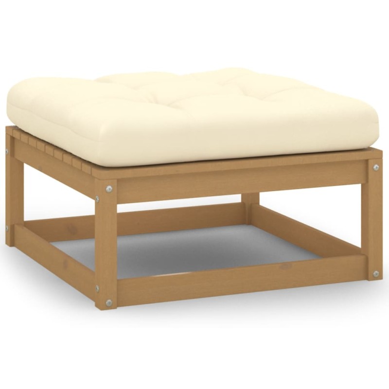 vidaXL Taburetes de jardín con cojines madera maciza pino marrón miel vidaXL Taburetes de jardín con cojines madera maciza pino marrón miel