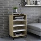vidaXL Aparador madera contrachapada blanco y roble Sonoma 57x35x90 cm vidaXL Aparador madera contrachapada blanco y roble Sonoma 57x35x90 cm