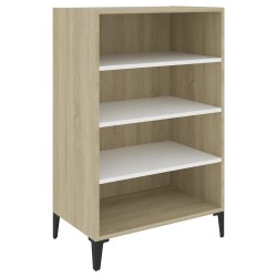 vidaXL Aparador madera contrachapada blanco y roble Sonoma 57x35x90 cm