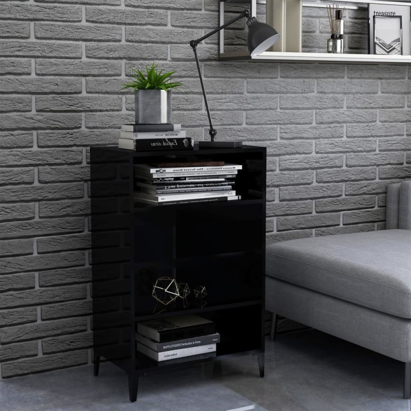 vidaXL Aparador de madera contrachapada negro brillante 57x35x90 cm vidaXL Aparador de madera contrachapada negro brillante 57x35x90 cm