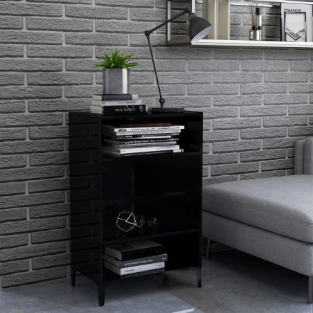 vidaXL Aparador de madera contrachapada negro brillante 57x35x90 cm