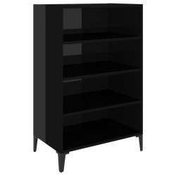 vidaXL Aparador de madera contrachapada negro brillante 57x35x90 cm