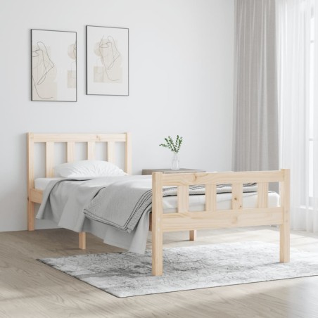vidaXL Estructura de cama madera maciza 90x190 cm
