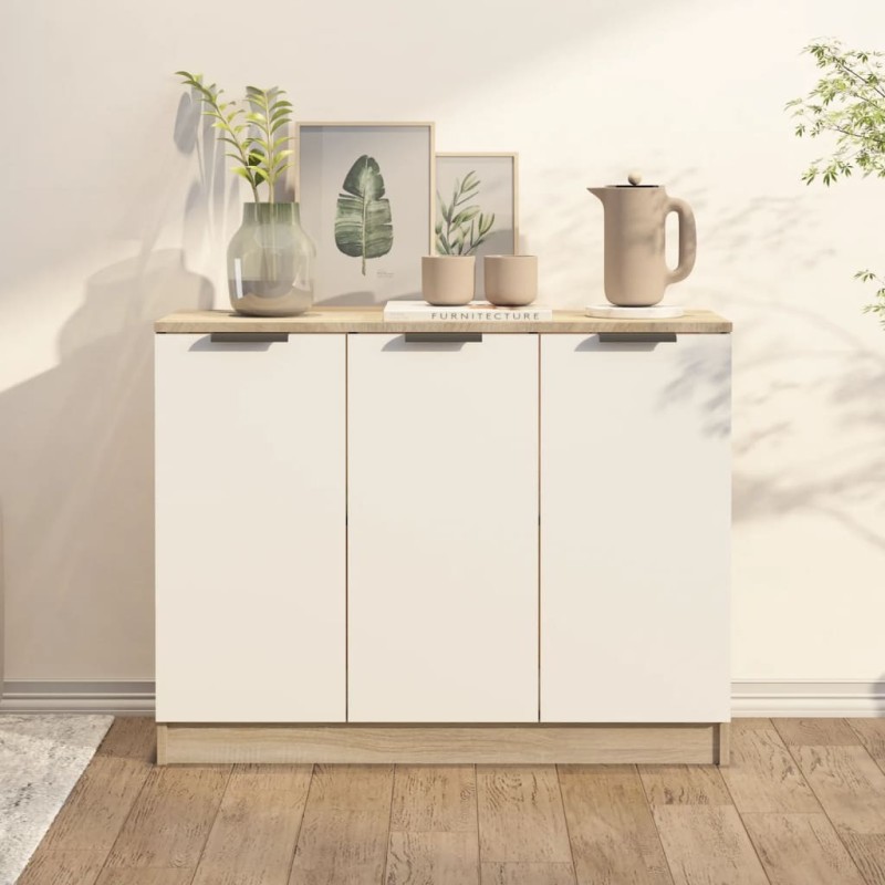 vidaXL Aparador madera contrachapada blanco roble Sonoma 90,5x30x70 cm vidaXL Aparador madera contrachapada blanco roble Sonoma 90,5x30x70 cm