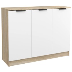 vidaXL Aparador madera contrachapada blanco roble Sonoma 90,5x30x70 cm