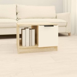 vidaXL Mesa de centro madera contrachapada blanco y roble 50x50x36 cm