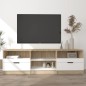 vidaXL Mueble de TV madera contrachapada blanco y roble 150x33,5x45 cm