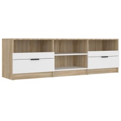 vidaXL Mueble de TV madera contrachapada blanco y roble 150x33,5x45 cm