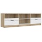vidaXL Mueble de TV madera contrachapada blanco y roble 150x33,5x45 cm