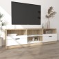 vidaXL Mueble de TV madera contrachapada blanco y roble 150x33,5x45 cm