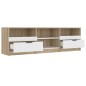 vidaXL Mueble de TV madera contrachapada blanco y roble 150x33,5x45 cm