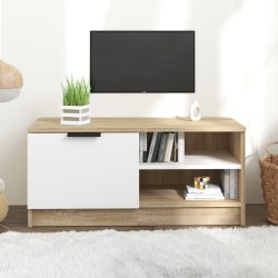 vidaXL Mueble de TV madera contrachapada blanco y roble 80x35x36,5 cm