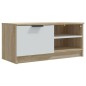 vidaXL Mueble de TV madera contrachapada blanco y roble 80x35x36,5 cm