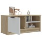 vidaXL Mueble de TV madera contrachapada blanco y roble 80x35x36,5 cm