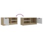 vidaXL Mueble de TV madera contrachapada blanco y roble 80x35x36,5 cm