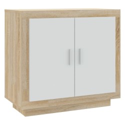 vidaXL Aparador madera contrachapada blanco y roble Sonoma 80x40x75 cm