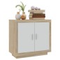 vidaXL Aparador madera contrachapada blanco y roble Sonoma 80x40x75 cm vidaXL Aparador madera contrachapada blanco y roble Sonoma 80x40x75 cm