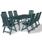 vidaXL Juego de comedor de jardín 9 piezas plástico verde vidaXL Juego de comedor de jardín 9 piezas plástico verde