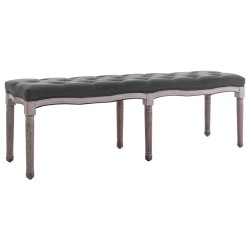 vidaXL Banco lino y madera maciza gris oscuro 150x40x48 cm
