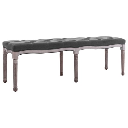vidaXL Banco lino y madera maciza gris oscuro 150x40x48 cm
