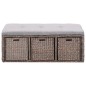 vidaXL Banco con 3 cestas hierba marina 105x40x42 cm gris vidaXL Banco con 3 cestas hierba marina 105x40x42 cm gris