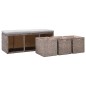 vidaXL Banco con 3 cestas hierba marina 105x40x42 cm gris vidaXL Banco con 3 cestas hierba marina 105x40x42 cm gris