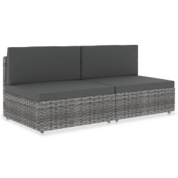vidaXL Sofá seccional de 2 plazas de ratán sintético gris