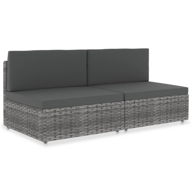 vidaXL Sofá seccional de 2 plazas de ratán sintético gris vidaXL Sofá seccional de 2 plazas de ratán sintético gris