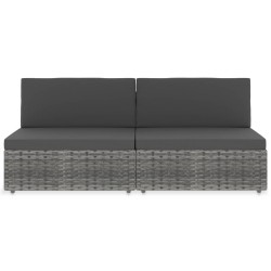 vidaXL Sofá seccional de 2 plazas de ratán sintético gris