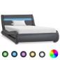 vidaXL Estructura de cama con LED cuero sintético gris 100x200 cm vidaXL Estructura de cama con LED cuero sintético gris 100x200 cm