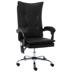 vidaXL Silla de oficina de masaje de cuero sintético negra