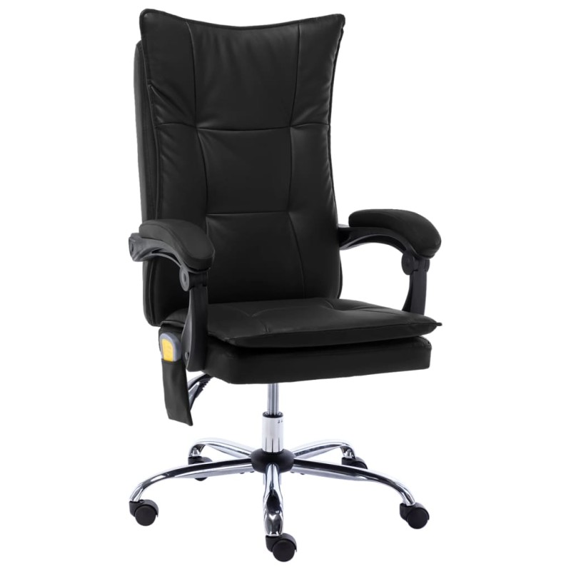 vidaXL Silla de oficina de masaje de cuero sintético negra vidaXL Silla de oficina de masaje de cuero sintético negra