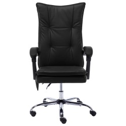 vidaXL Silla de oficina de masaje de cuero sintético negra