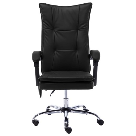 vidaXL Silla de oficina de masaje de cuero sintético negra