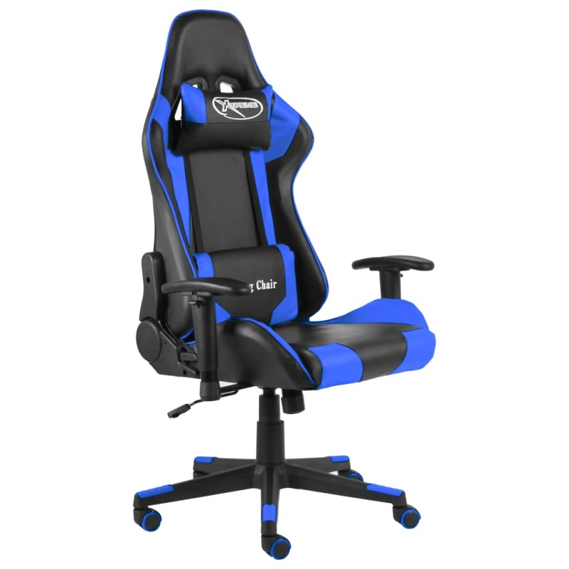vidaXL Silla gaming giratoria PVC azul