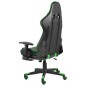 vidaXL Silla gaming giratoria con reposapiés PVC verde